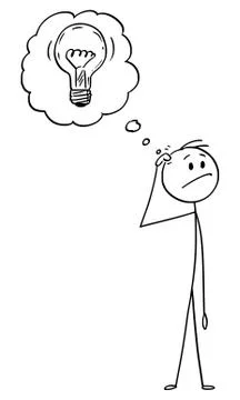 Vector Cartoon of Man Thinking About Problem and Just Got an Idea 스톡 일러스트