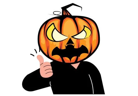 Vector Cartoon Man Wearing Pumpkin Devil Halloween Stock Illustration