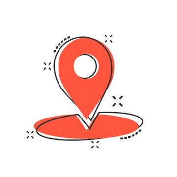 Vector cartoon map pointer icon in comic style. Gps navigation mark illustrat Stock Illustration