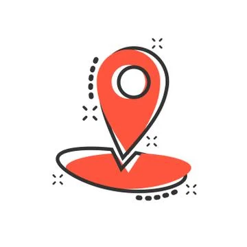 Vector cartoon map pointer icon in comic style. Gps navigation mark illustrat 스톡 일러스트