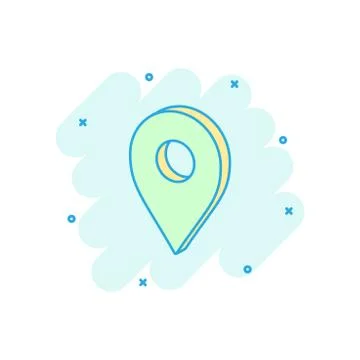 Vector cartoon map pointer icon in comic style. Gps navigation mark illustrat Stock Illustration