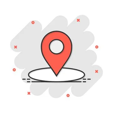 Vector cartoon map pointer icon in comic style. Gps navigation mark illustrat Stock Illustration