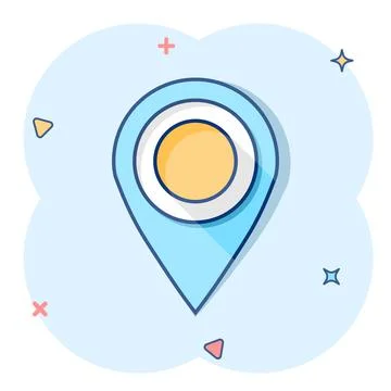 Vector cartoon map pointer icon in comic style. Gps navigation mark illustrat Stock Illustration