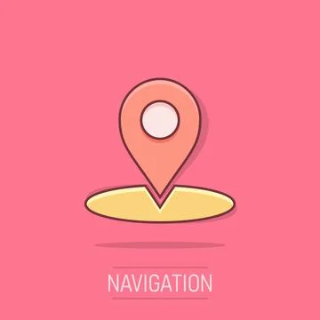 Vector cartoon map pointer icon in comic style. Gps navigation mark illustr.. Stock Illustration