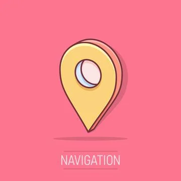 Vector cartoon map pointer icon in comic style. Gps navigation mark illustr.. Stock Illustration