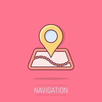 Vector cartoon map pointer icon in comic style. Gps navigation mark illustr.. Stock Illustration