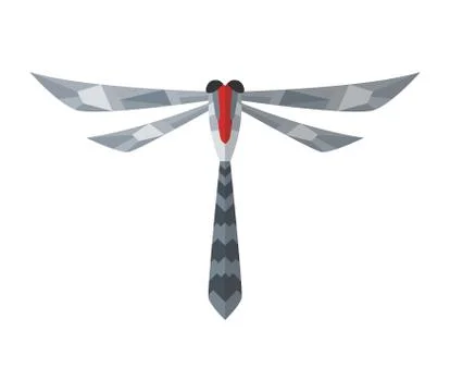 Vector cartoon mechanical robotic dragonfly. Toy androids with artificial Stock Illustration
