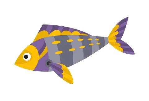 Vector cartoon mechanical robotic fish. Toy androids with artificial Stock Illustration