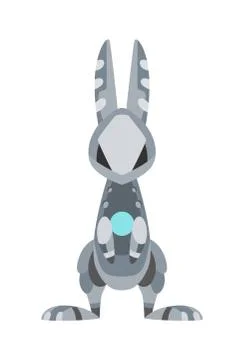 Vector cartoon mechanical robotic rabbit. Toy androids with artificial Stock Illustration