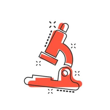 Vector cartoon microscope lab icon in comic style. Microscope sign illustrati Stock Illustration