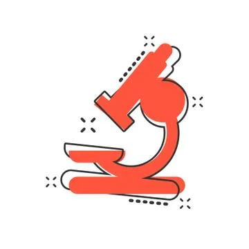 Vector cartoon microscope lab icon in comic style. Microscope sign illustrati Ilustración de archivo