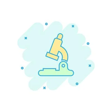 Vector cartoon microscope lab icon in comic style. Microscope sign illustrati Ilustración de archivo