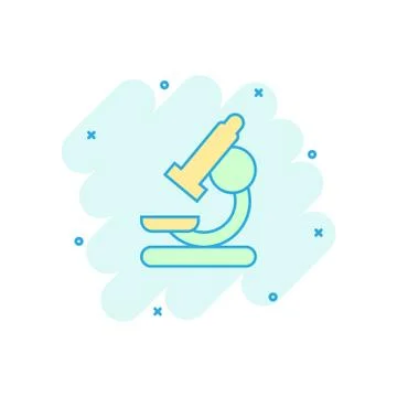 Vector cartoon microscope lab icon in comic style. Microscope sign illustrati Illustrazione stock
