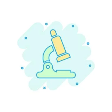 Vector cartoon microscope lab icon in comic style. Microscope sign illustrati Ilustración de archivo
