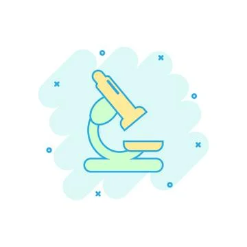 Vector cartoon microscope lab icon in comic style. Microscope sign illustrati Ilustración de archivo
