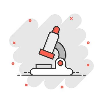 Vector cartoon microscope lab icon in comic style. Microscope sign illustrati 스톡 일러스트