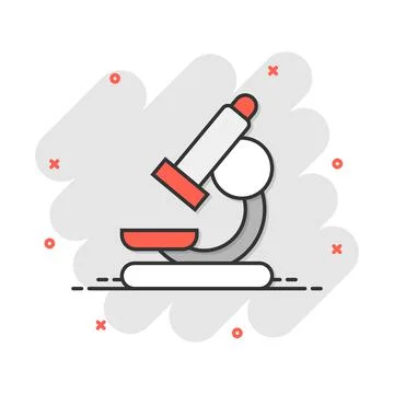 Vector cartoon microscope lab icon in comic style. Microscope sign illustrati Ilustración de archivo