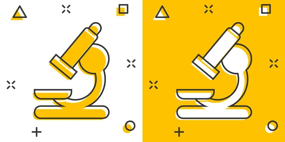 Vector cartoon microscope lab icon in comic style. Microscope sign illustrati Stock Illustration
