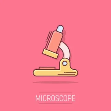 Vector cartoon microscope lab icon in comic style. Microscope sign illustra.. 스톡 일러스트