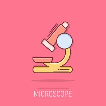 Vector cartoon microscope lab icon in comic style. Microscope sign illustra.. Ilustración de archivo