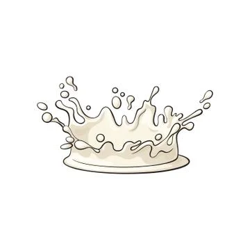 Vector cartoon milk drop splash isolated Stock Illustration