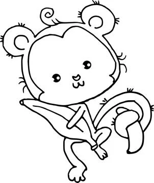 Vector cartoon monkey black and white Stock Illustration