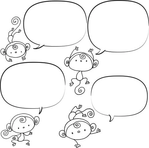 Vector cartoon monkey frame border set Stock Illustration