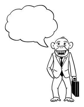 Vector Cartoon of Monkey, or Ape or Chimpanzee Businessman in Suit with Empty Stock-Illustration