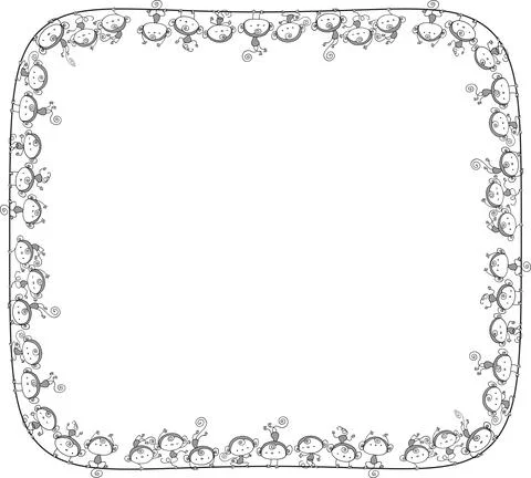 Vector cartoon monkey square frame border Stock Illustration