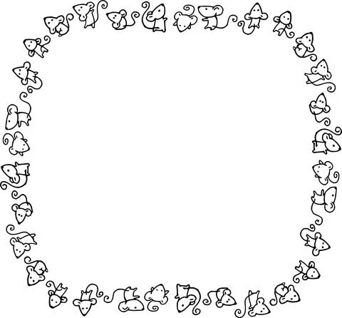 Vector cartoon mouse rat frame border background Stock Illustration
