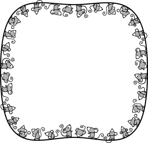 Vector cartoon mouse rat frame border background Stock Illustration