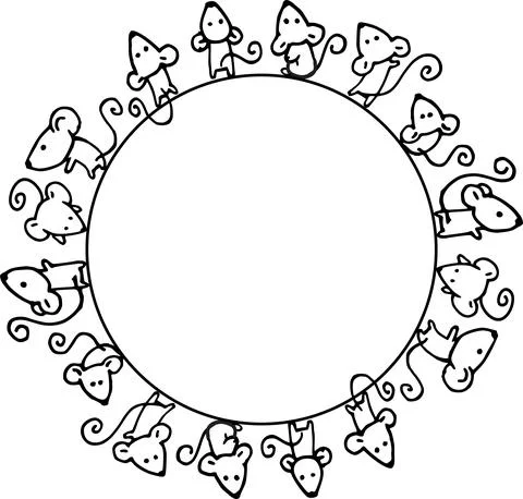 Vector cartoon mouse rat frame border background Stock Illustration