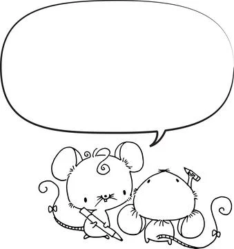 Vector cartoon mouse rat hold pencil Stock Illustration