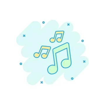 Vector cartoon music icon in comic style. Sound note sign illustration pictog Stock Illustration