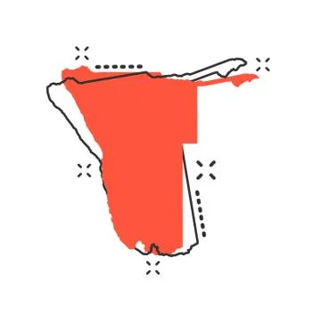 Vector cartoon Namibia map icon in comic style. Namibia sign illustration pic Illustrazione stock