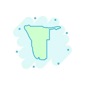 Vector cartoon Namibia map icon in comic style. Namibia sign illustration pic Illustrazione stock
