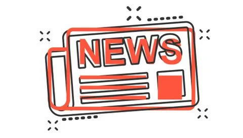 Vector cartoon newspaper icon in comic style. News sign illustration pictogra Stock Illustration