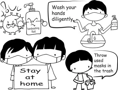 Vector cartoon note in Coronavirus disease set Stock Illustration