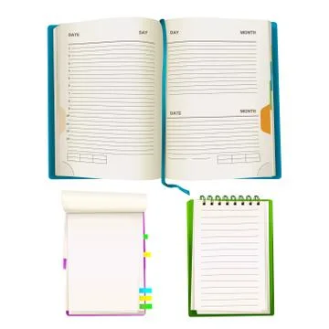 Vector cartoon notepad and notebooks set Illustrazione stock