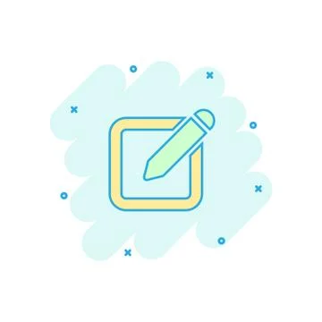 Vector cartoon notepad edit document with pencil icon in comic style. Notepad 스톡 일러스트