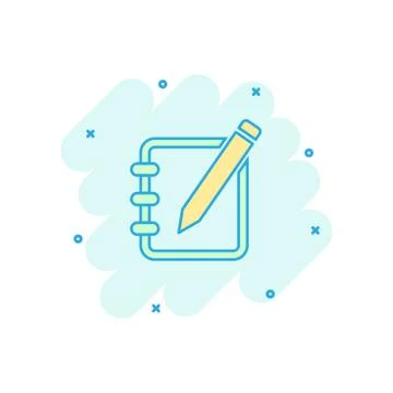 Vector cartoon notepad edit document with pencil icon in comic style. Notepad Stock Illustration