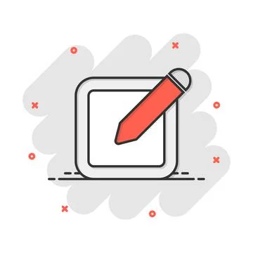Vector cartoon notepad edit document with pencil icon in comic style. Notepad イラスト素材
