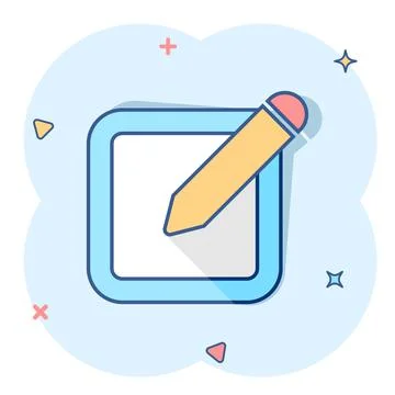 Vector cartoon notepad edit document with pencil icon in comic style. Notepad Stock Illustration