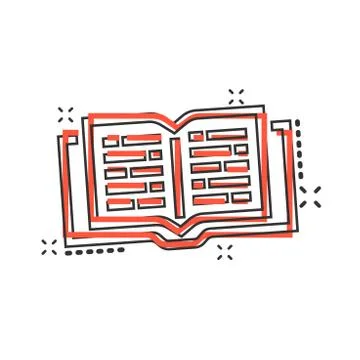 Vector cartoon open book icon in comic style. Text book concept illustration  Ilustración de archivo