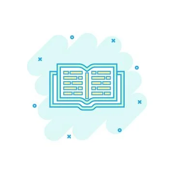Vector cartoon open book icon in comic style. Text book concept illustration  Ilustración de archivo