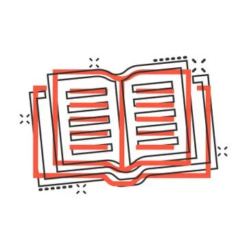 Vector cartoon open book icon in comic style. Text book concept illustration  Ilustración de archivo