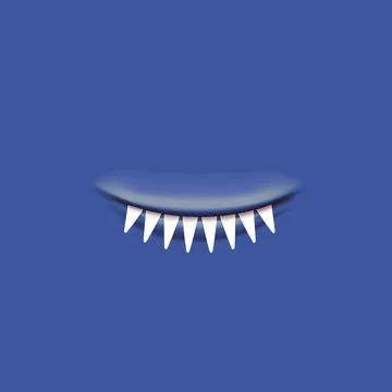 Vector Cartoon open monster shark mouth isolated on deep blue background. Funny 스톡 일러스트