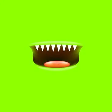Vector Cartoon open monster shark mouth isolated on green screen background 스톡 일러스트