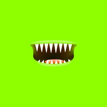 Vector Cartoon open monster shark mouth isolated on green screen background Illustrazione stock
