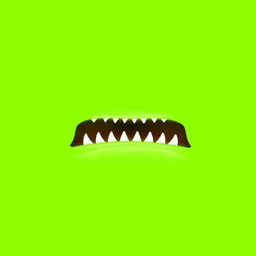 Vector Cartoon open monster shark mouth isolated on green screen background Illustrazione stock